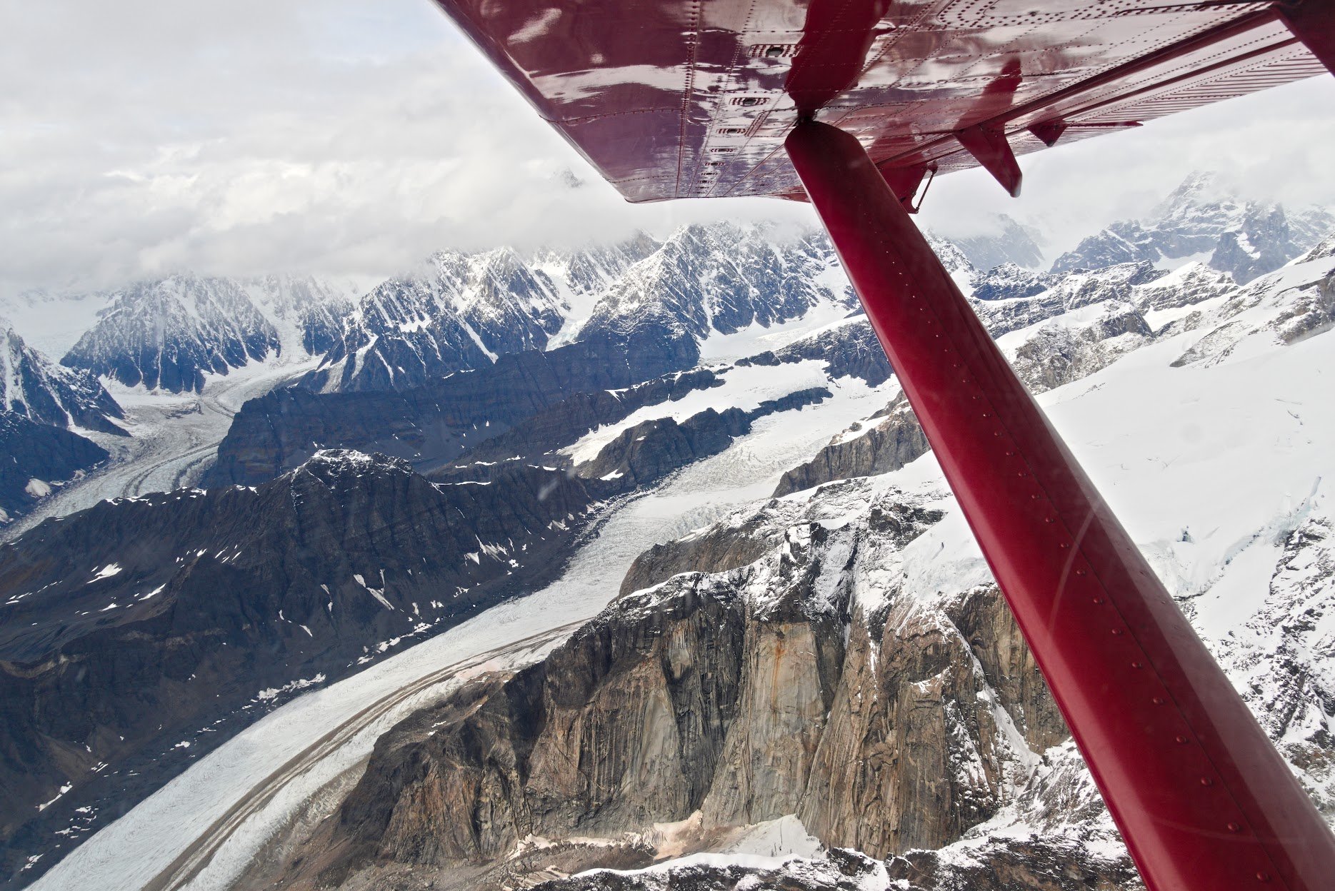 Aerial view of glacier in Denali NP