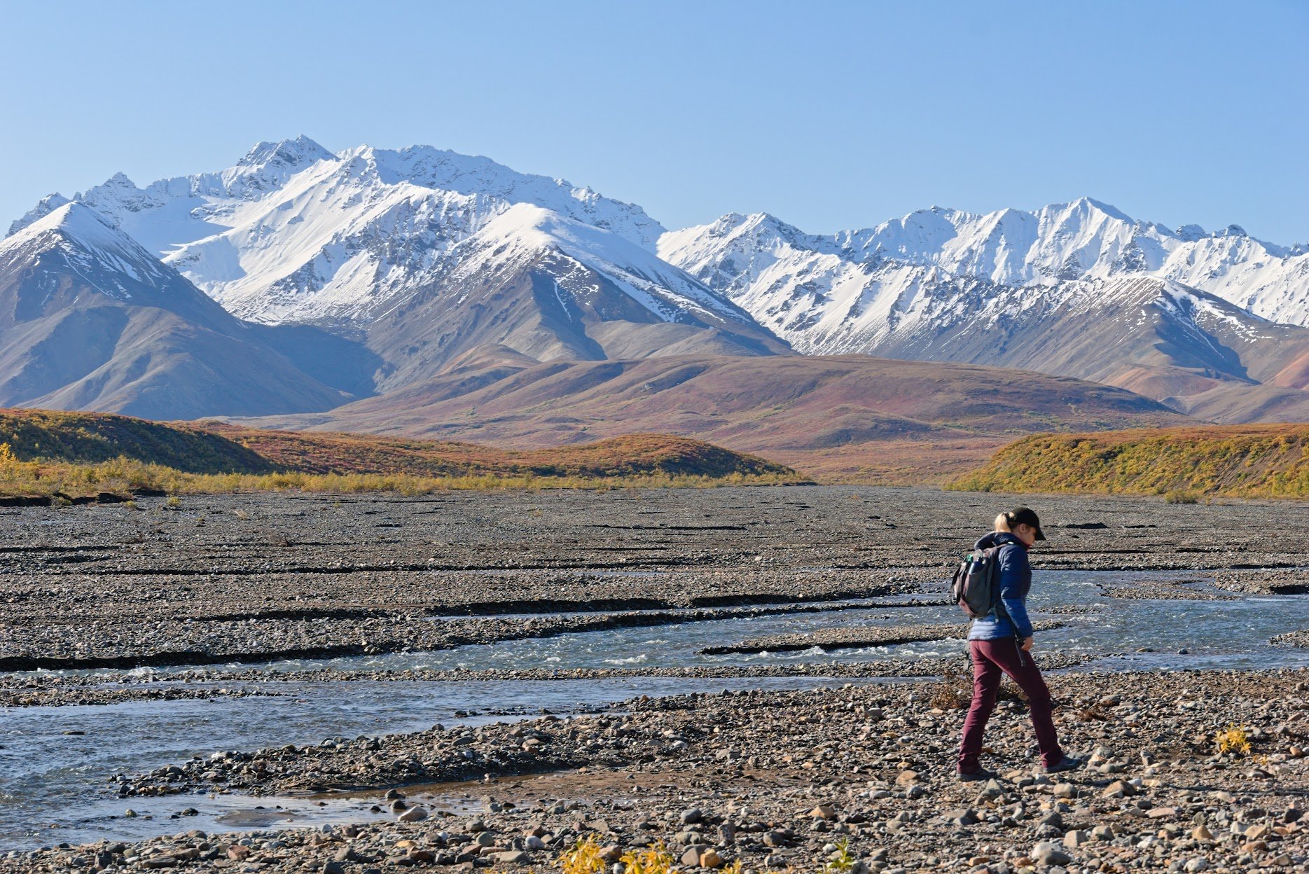 Walking along the East Fork riverbed, Denali NP