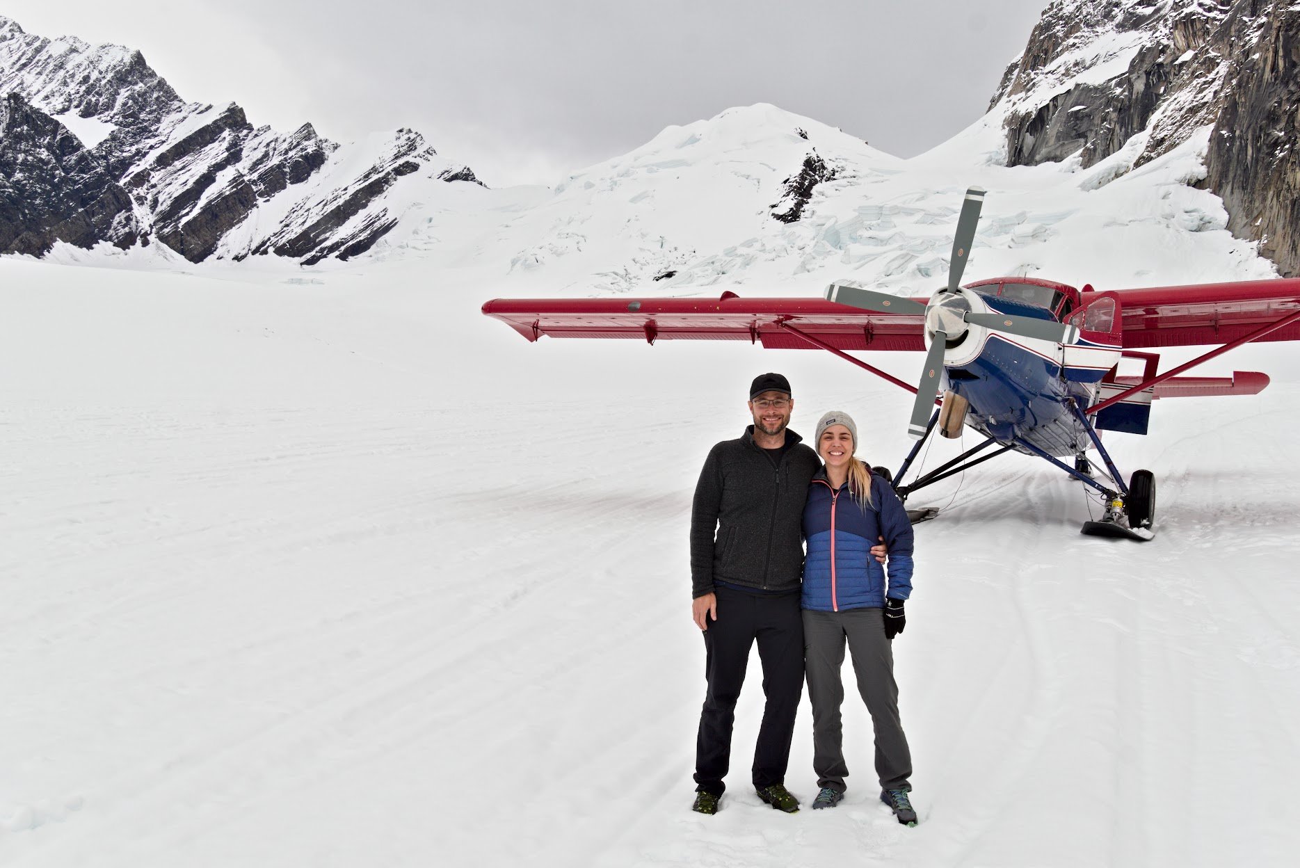 Glacier landing in vintage De Havilland Otter