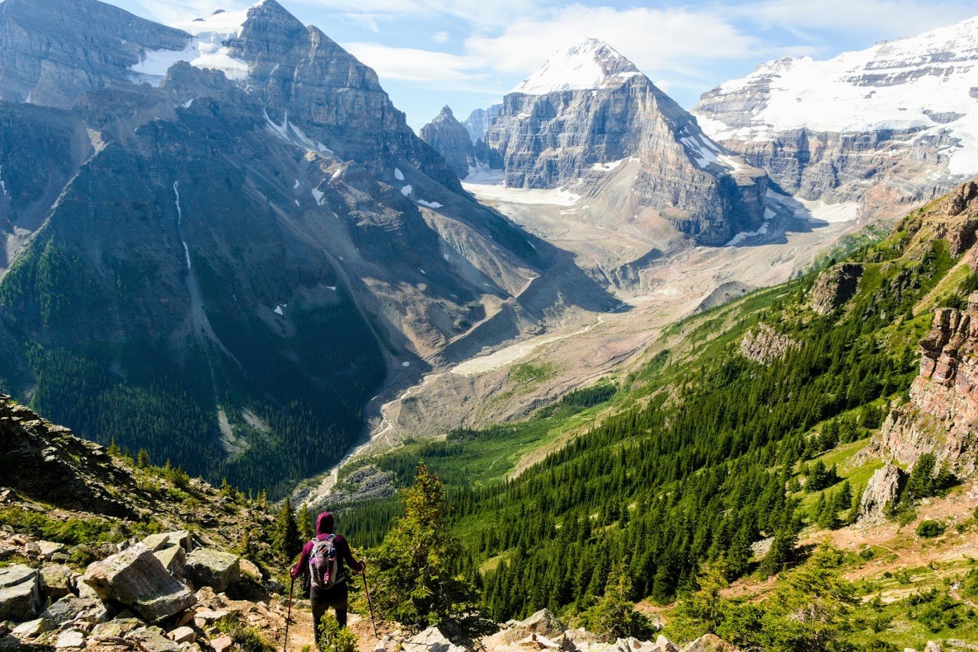 Descending from Devil's Thumb in Banff NP