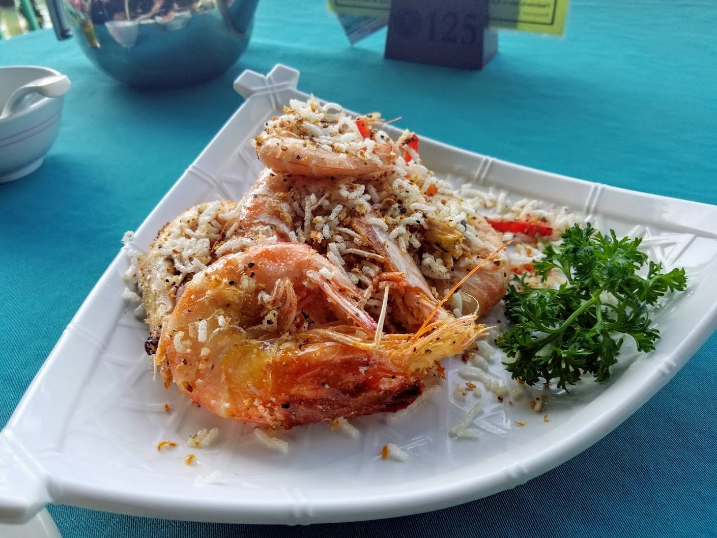 Salt-and-pepper shrimp at unknown restaurant, Lamma Island, HK